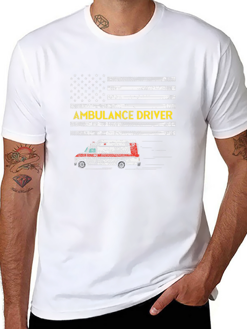 Ambulance Driver Graphic T-Shirt - Patriotic Design
