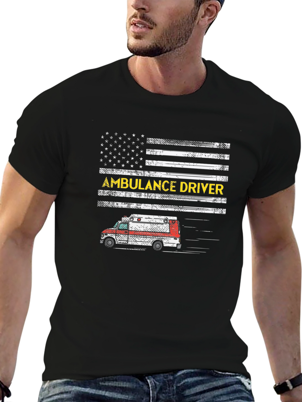 Ambulance Driver Graphic T-Shirt - Patriotic Design
