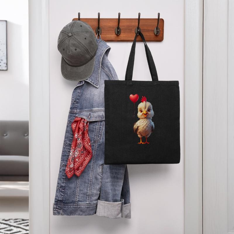 Adorable chick with heart shaped balloon.