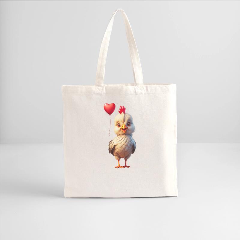 Adorable chick with heart shaped balloon.