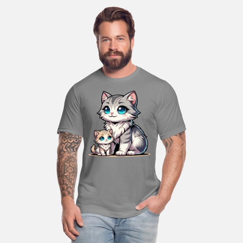 Adorable Mother And Kitten Duo Illustration Cute