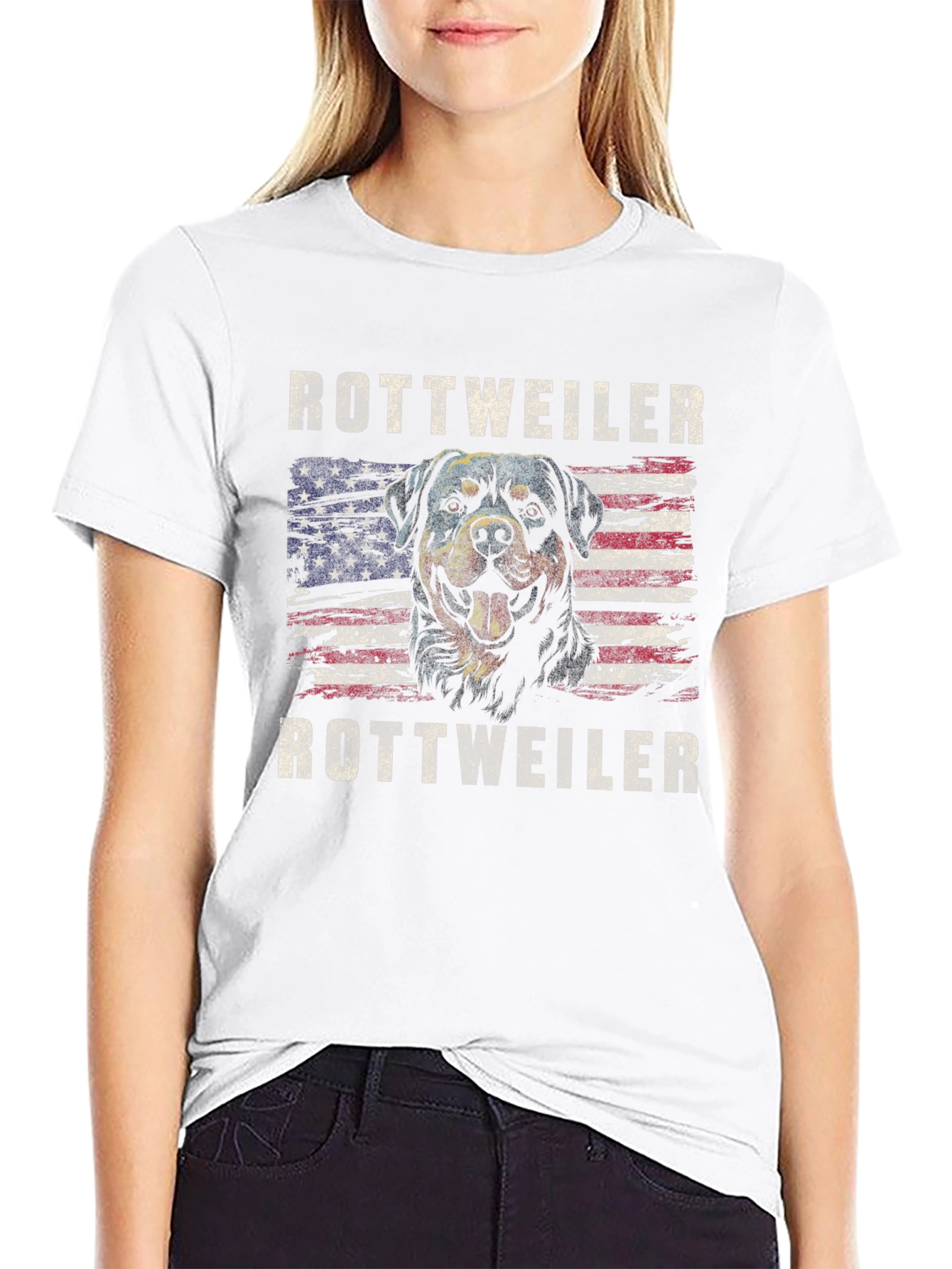 Rottweiler American Flag Graphic T-Shirt