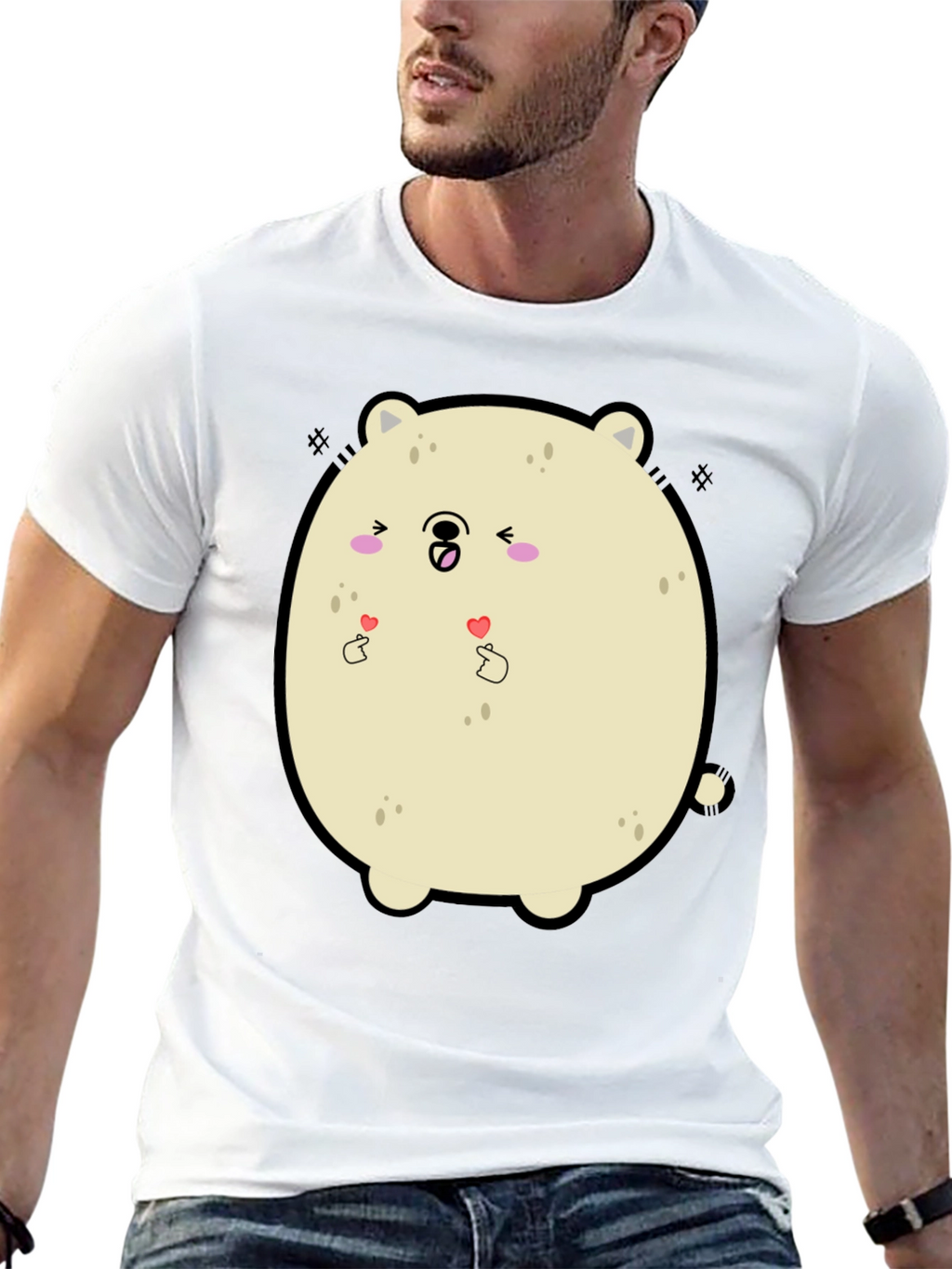 Kawaii Bear Graphic Tee - Cute Cartoon T-Shirt