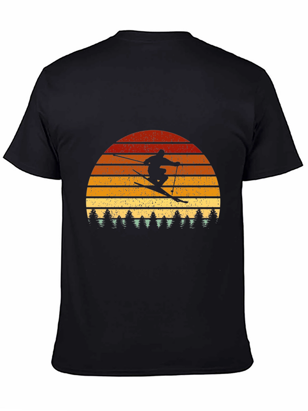 Retro Skier Graphic Tee - Black Cotton Blend
