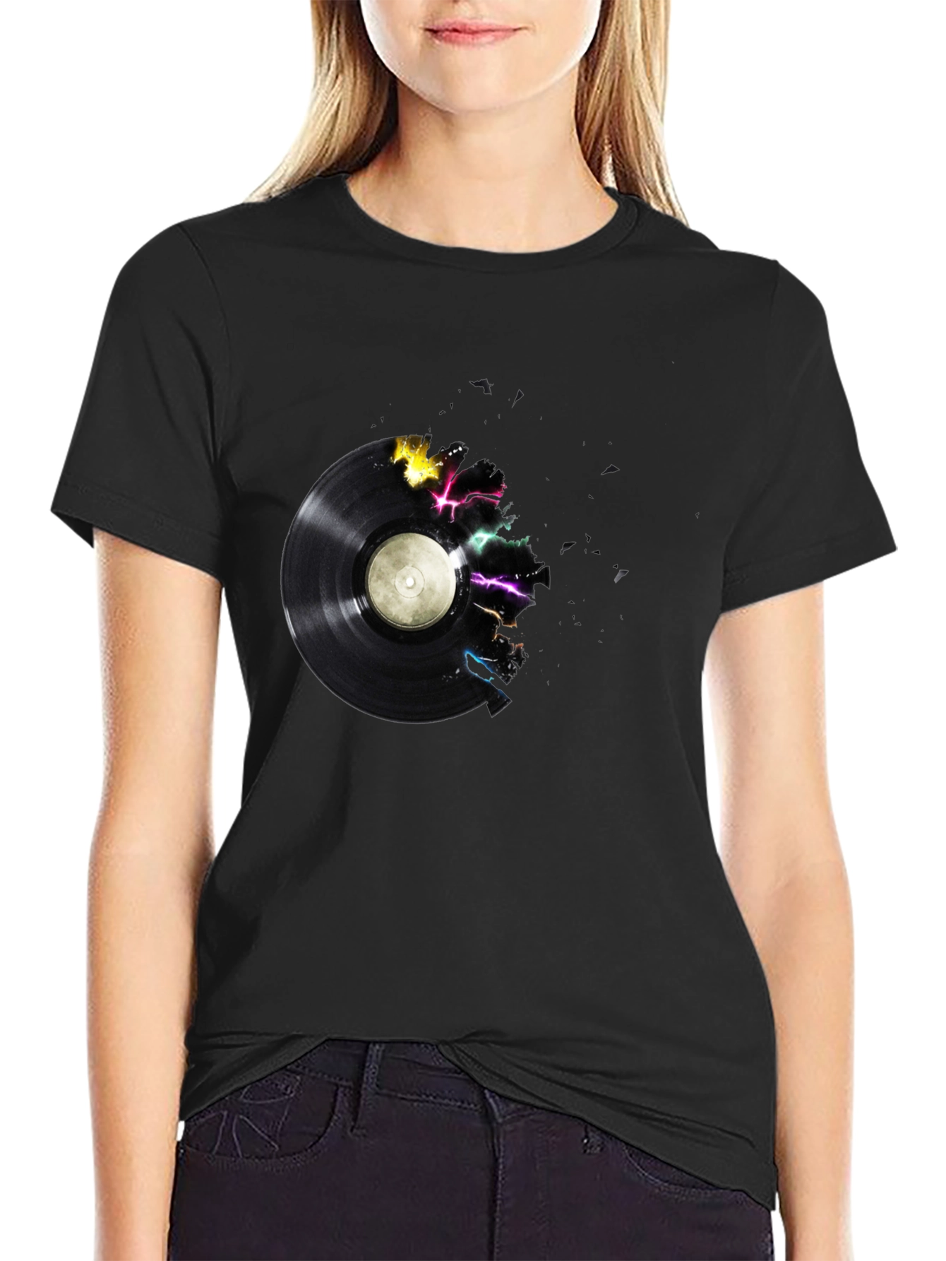 Vinyl Record Graphic Tee - Black