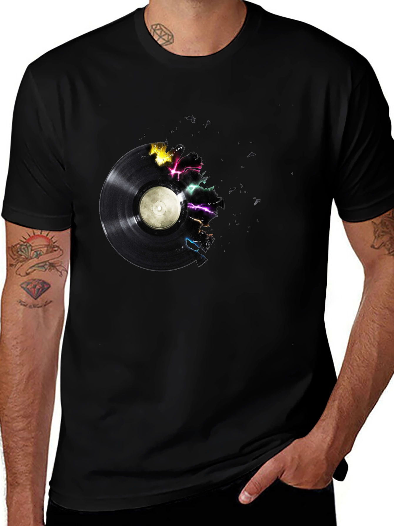 Vinyl Record Graphic Tee - Black