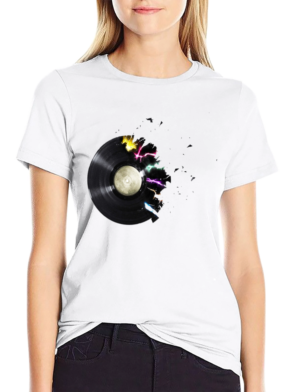 Vinyl Record Graphic Tee - Black