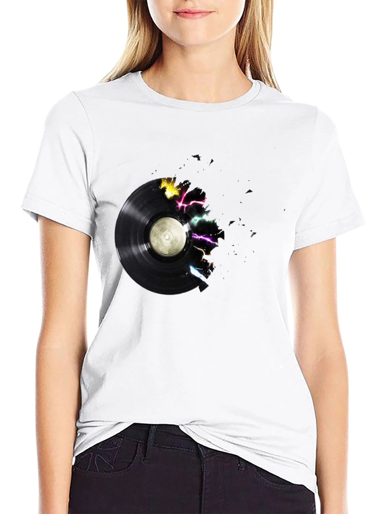 Vinyl Record Graphic Tee - Black