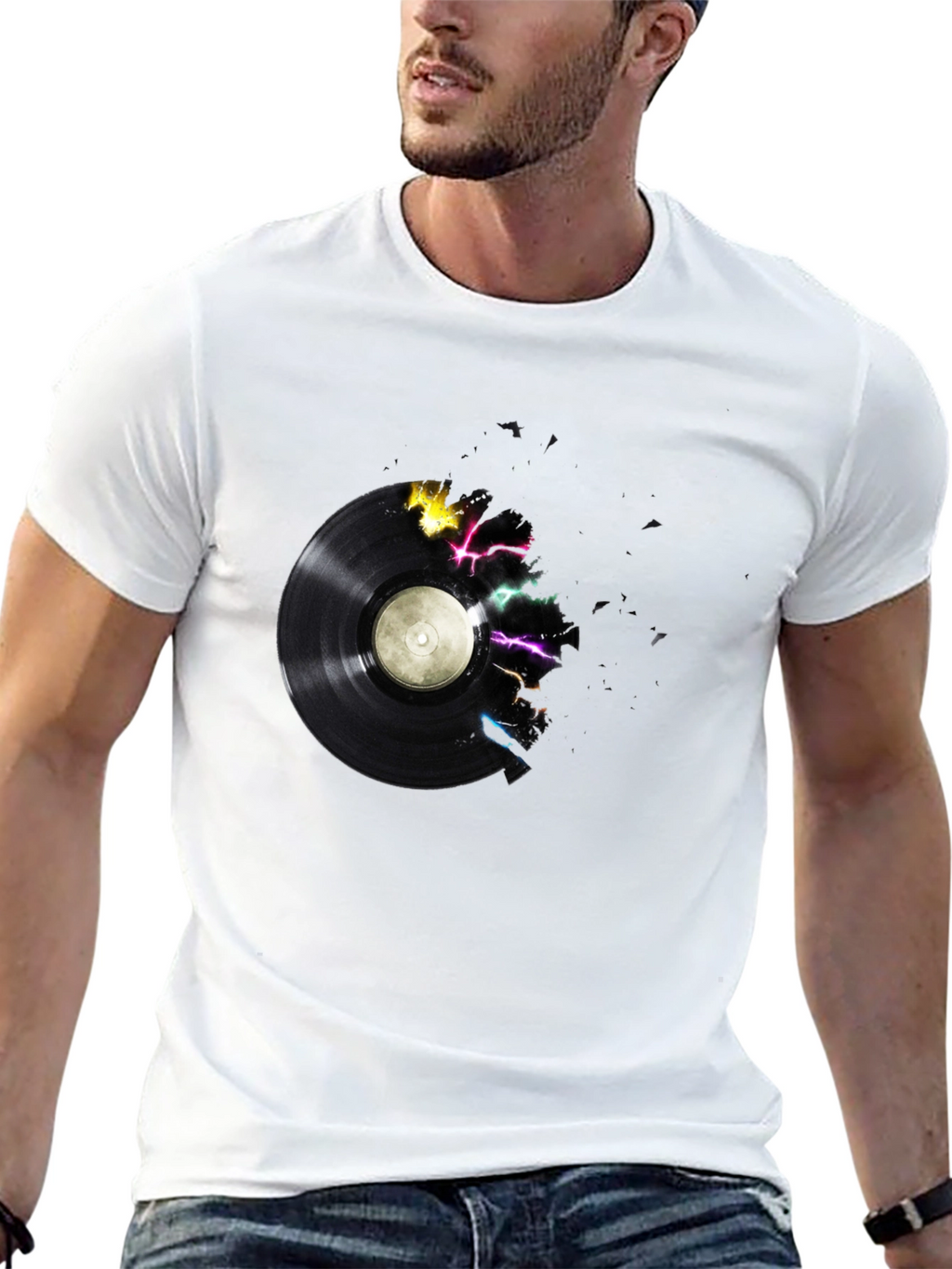 Vinyl Record Graphic Tee - Black