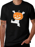 Halloween Pumpkin Skeleton Graphic T-Shirt