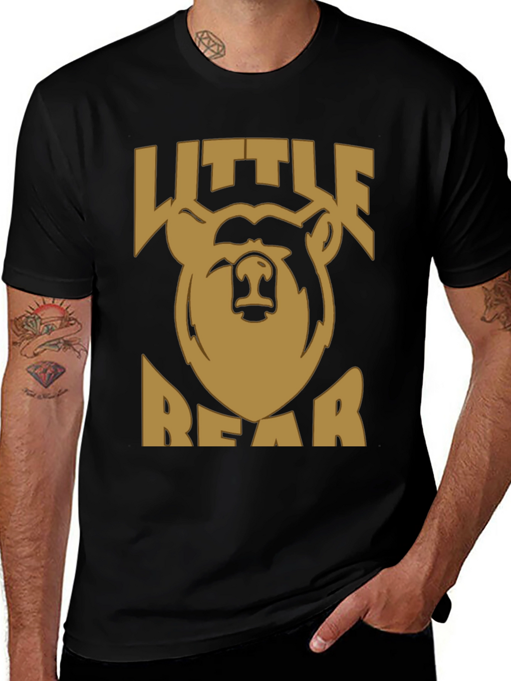 Little Bear Graphic Tee - Black Cotton Blend