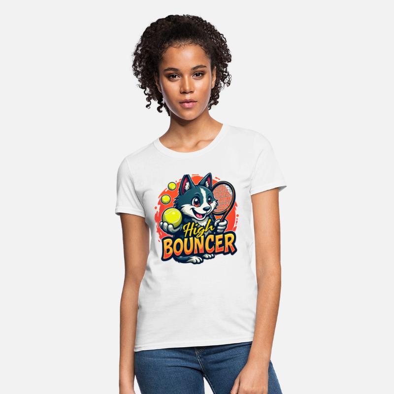 Alarmed Dog with Tennis Racket Art