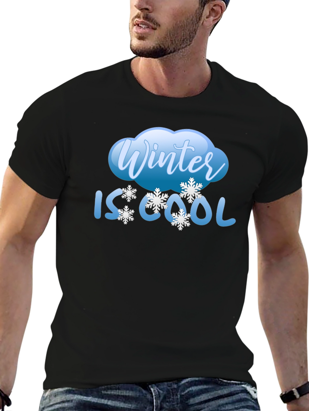 Winter Is Cool Black Graphic T-Shirt