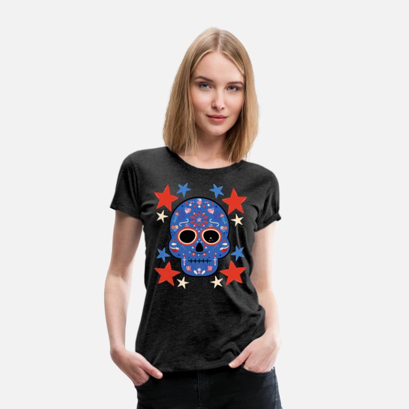 American Patriot Sugar Skull Stars July 4th Flag