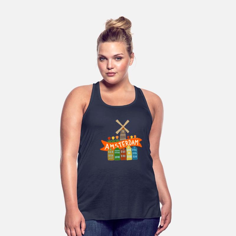 Amsterdam Windmill Tulips Houses Holland