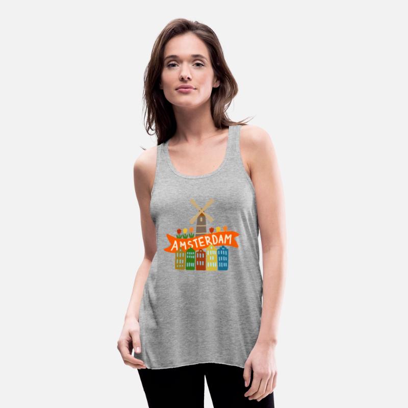 Amsterdam Windmill Tulips Houses Holland