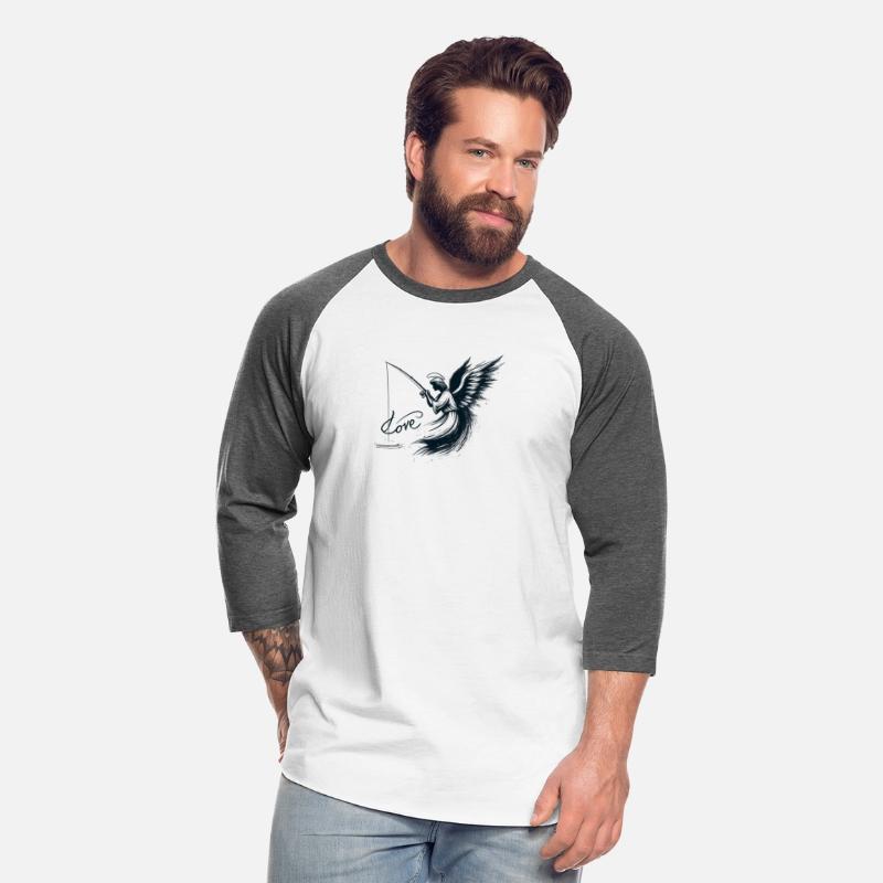 Angel with Fishing Rod and LOVE Text Design