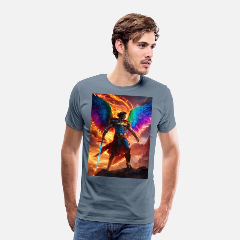 angle sword man rainbow