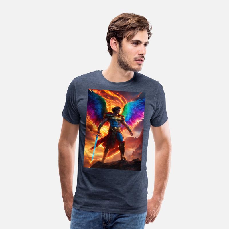 angle sword man rainbow