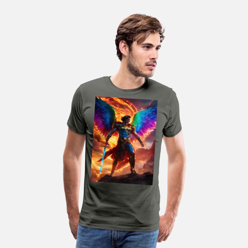 angle sword man rainbow