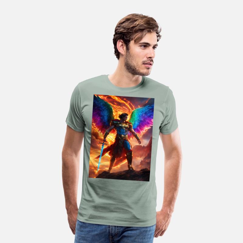 angle sword man rainbow