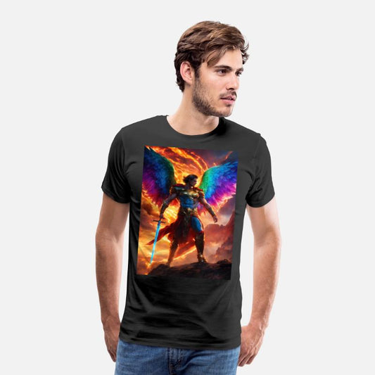 angle sword man rainbow