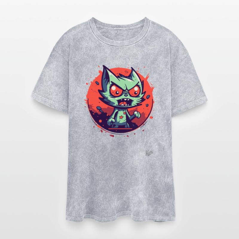 Angry Green Cat with Red Stars