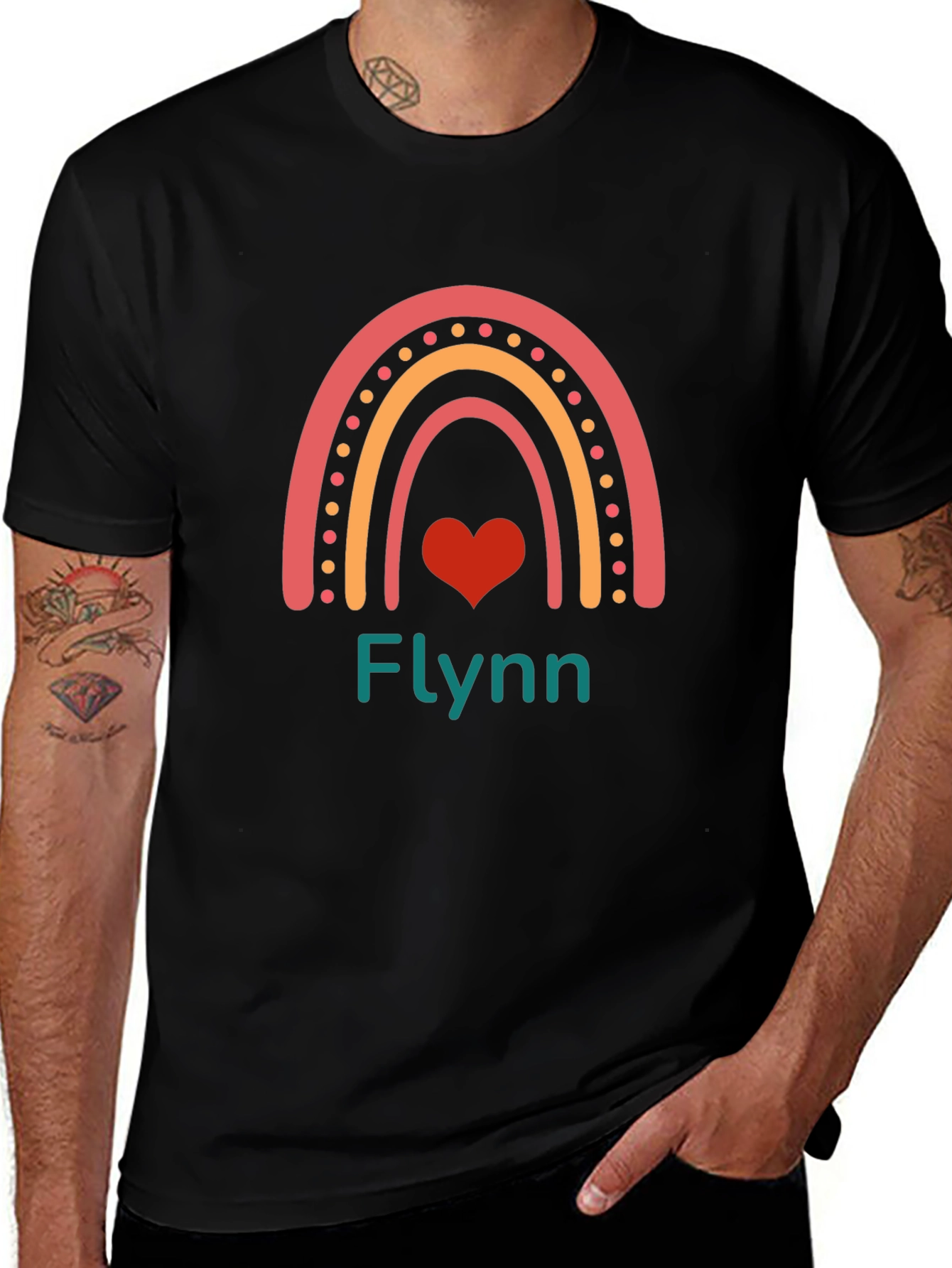 Personalized Rainbow Heart Name T-Shirt