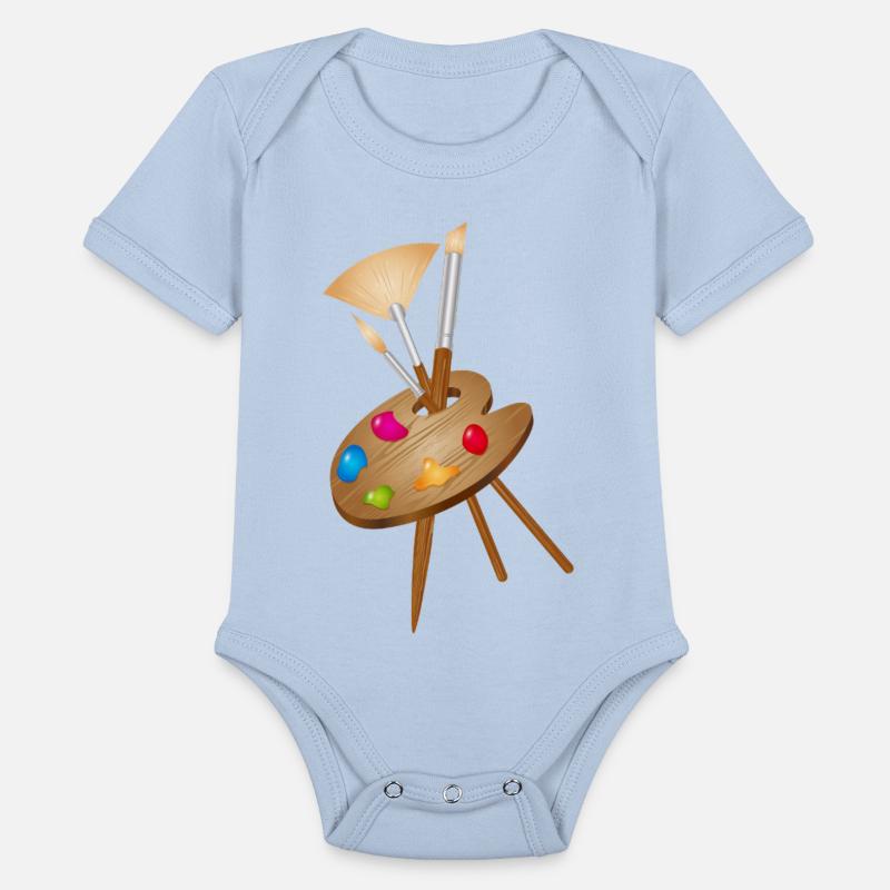 Artist's palette with colorful paints and brushes