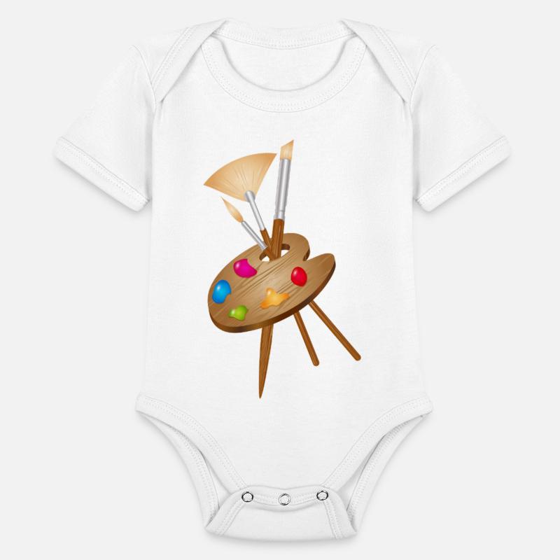 Artist's palette with colorful paints and brushes