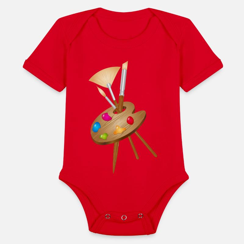 Artist's palette with colorful paints and brushes