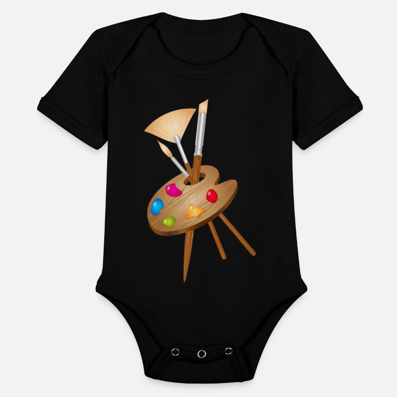 Artist's palette with colorful paints and brushes