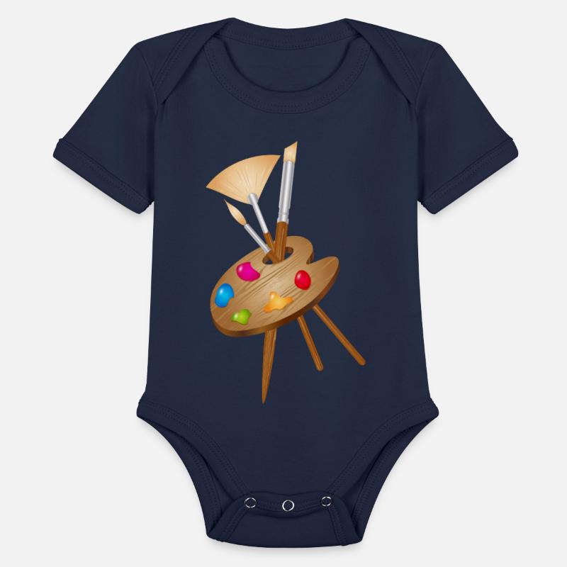 Artist's palette with colorful paints and brushes