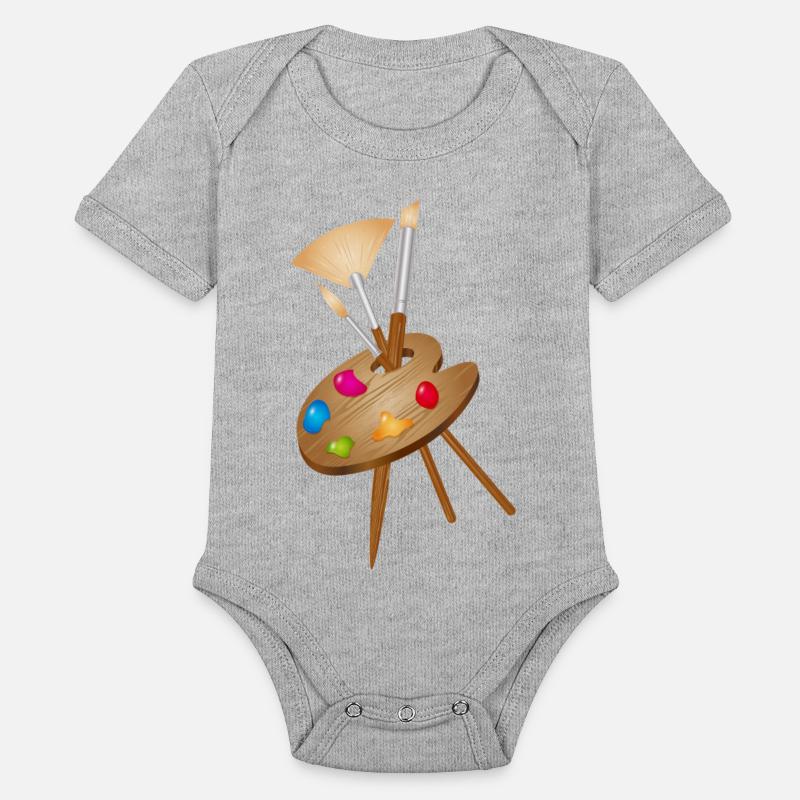 Artist's palette with colorful paints and brushes