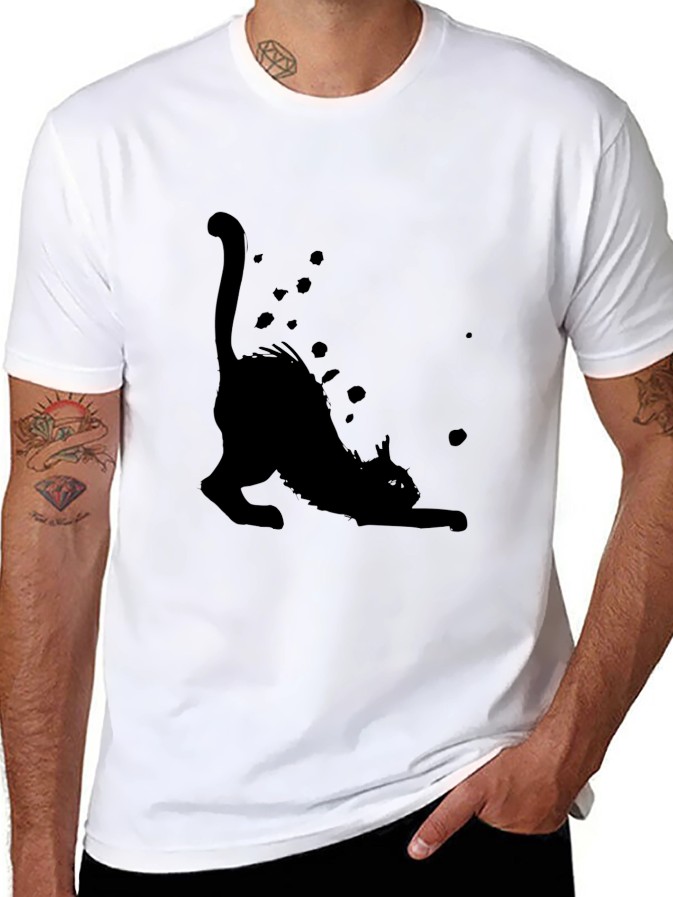 Black Cat Stretch T-Shirt - Soft & Stylish
