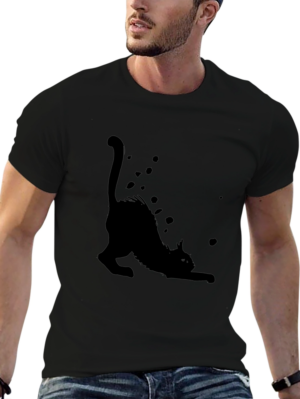 Black Cat Stretch T-Shirt - Soft & Stylish
