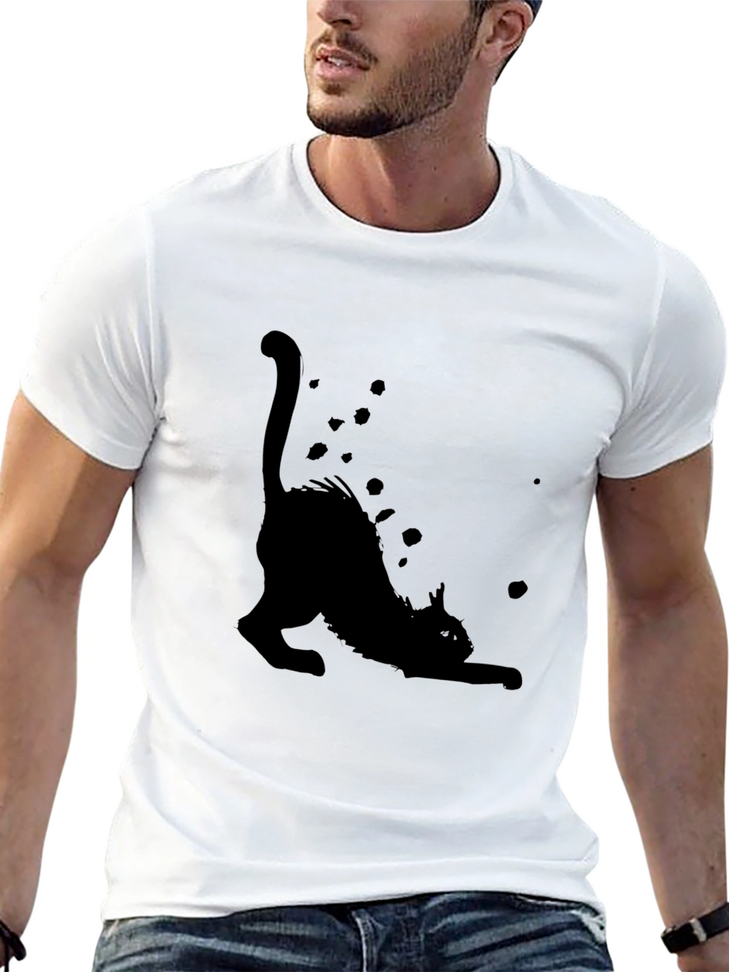 Black Cat Stretch T-Shirt - Soft & Stylish