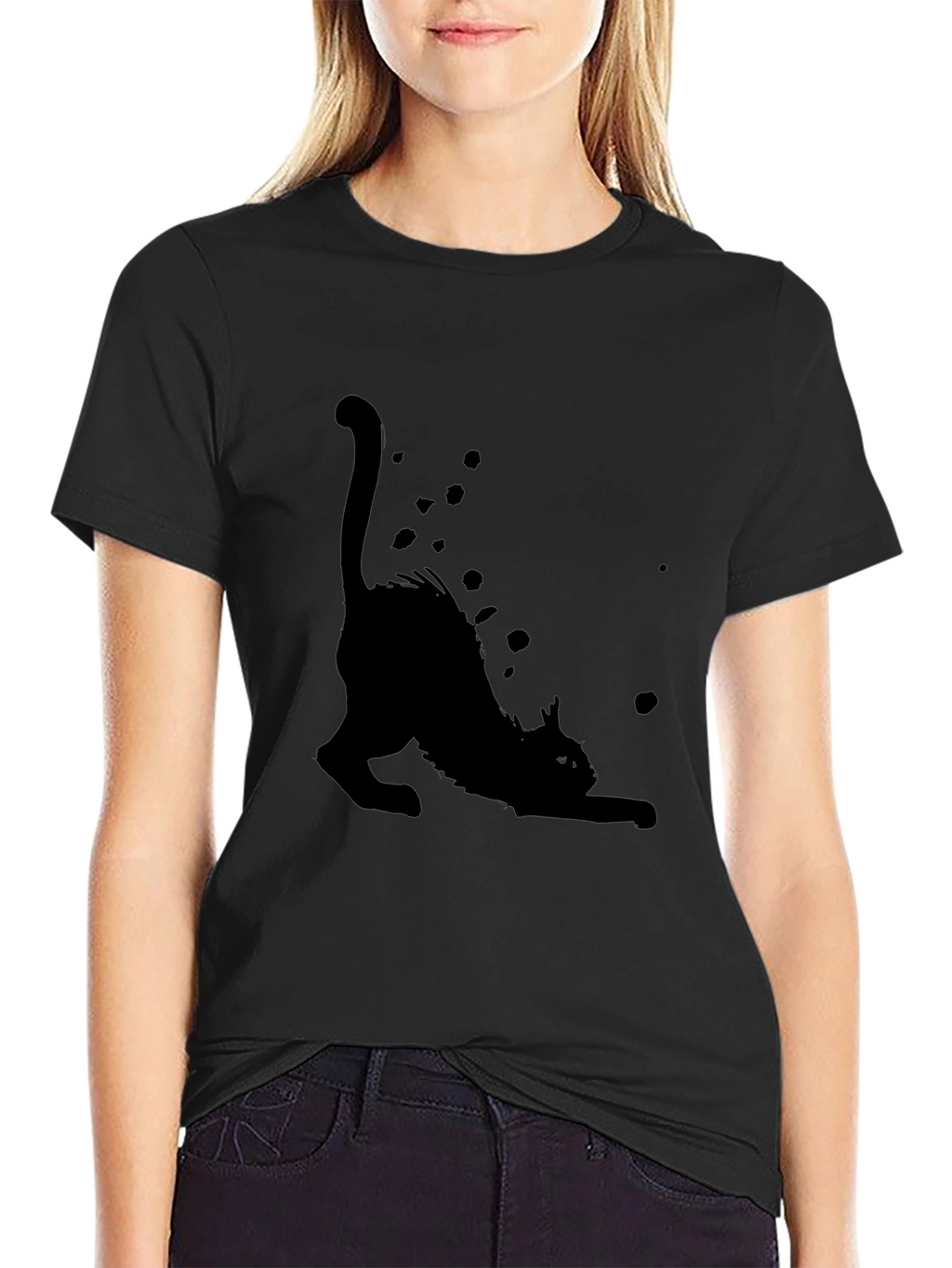 Black Cat Stretch T-Shirt - Soft & Stylish