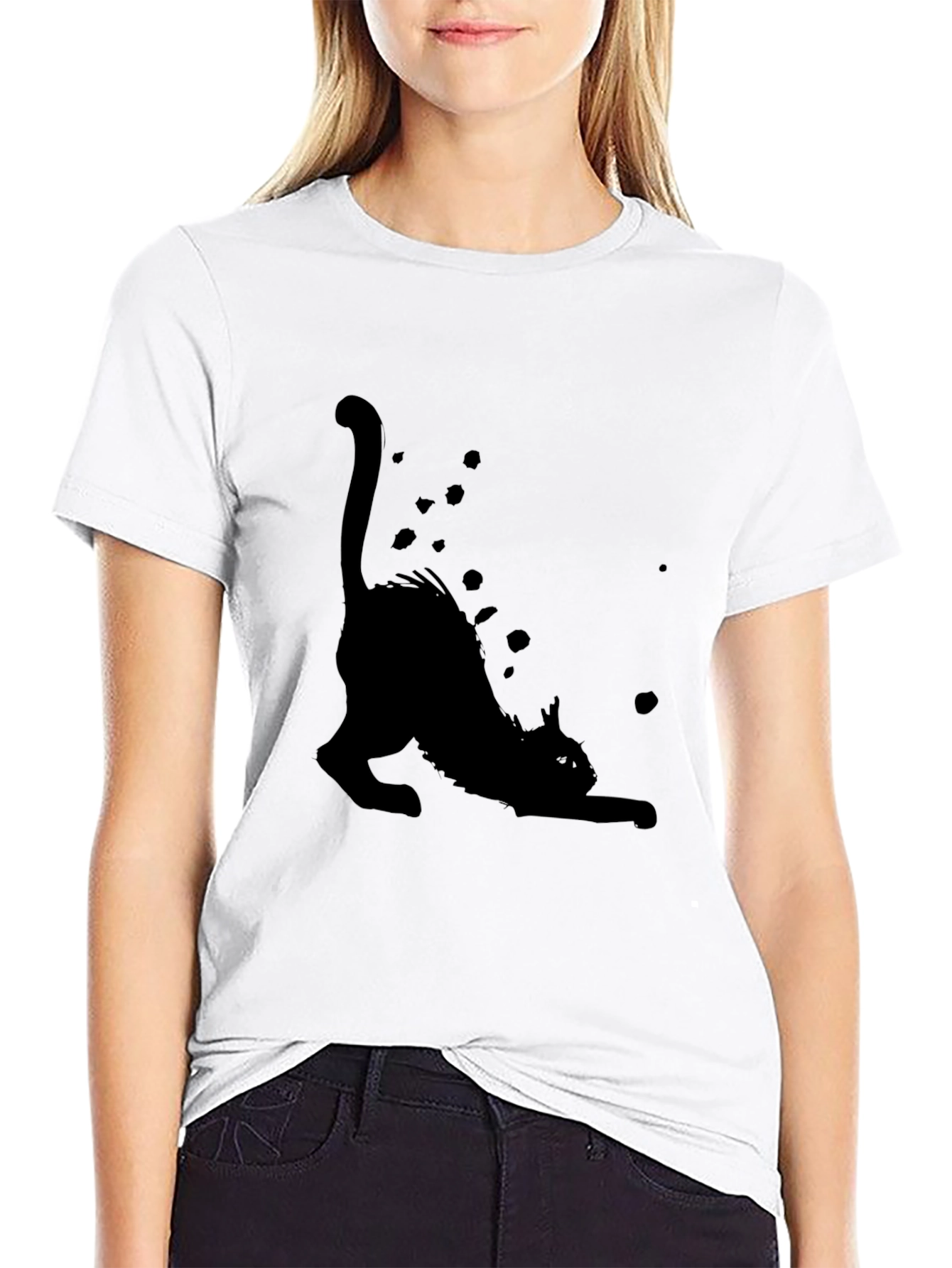 Black Cat Stretch T-Shirt - Soft & Stylish