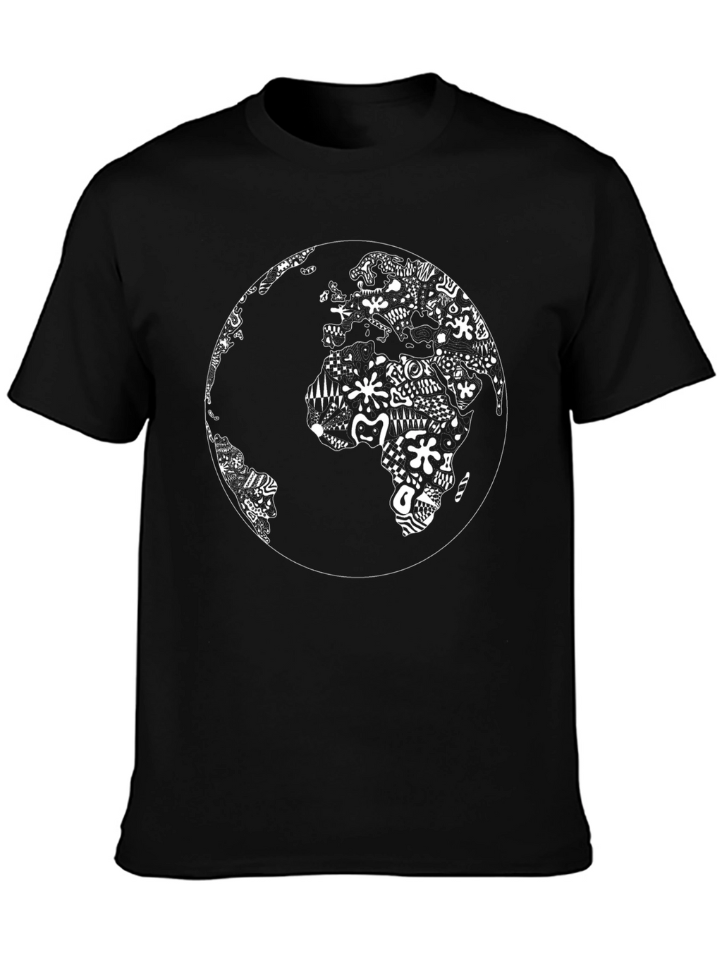 Abstract World Map Graphic Tee - Black