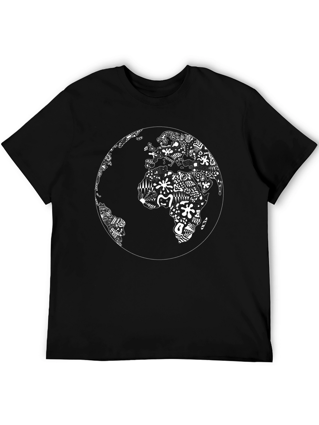 Abstract World Map Graphic Tee - Black