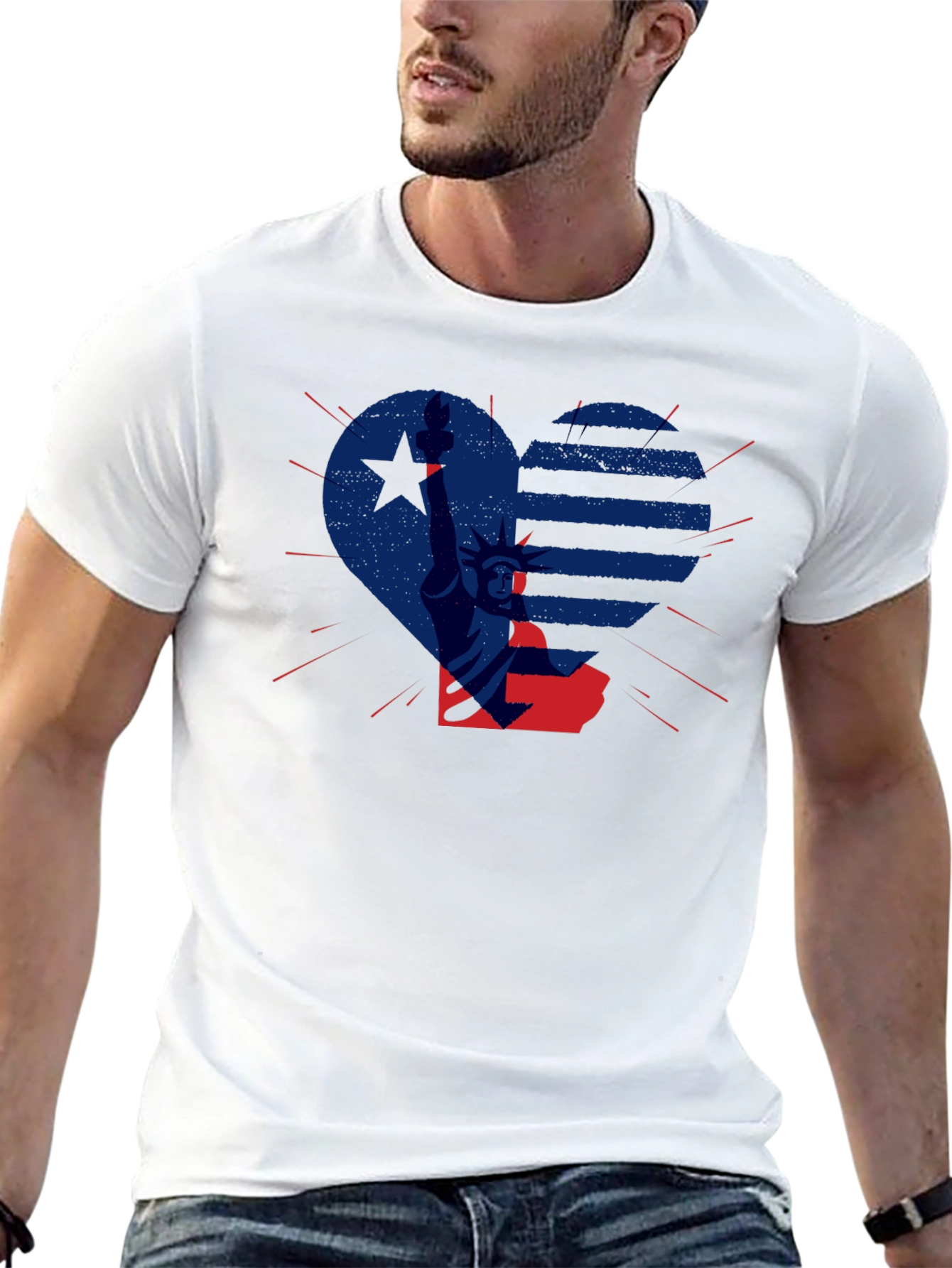 Patriotic Liberty Heart Graphic T-Shirt