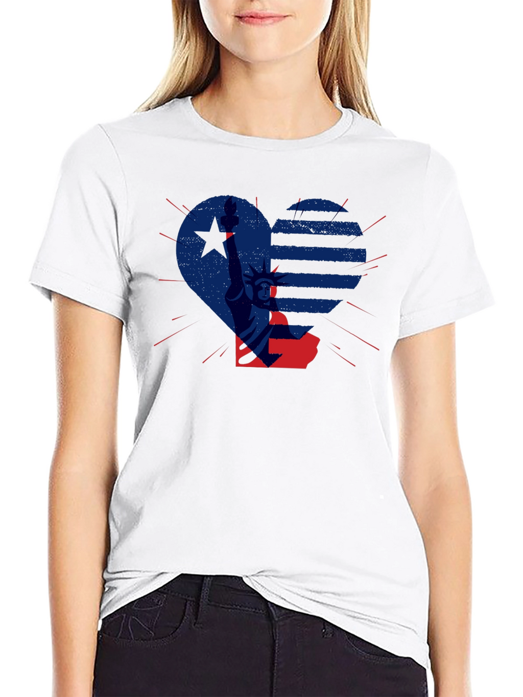 Patriotic Liberty Heart Graphic T-Shirt