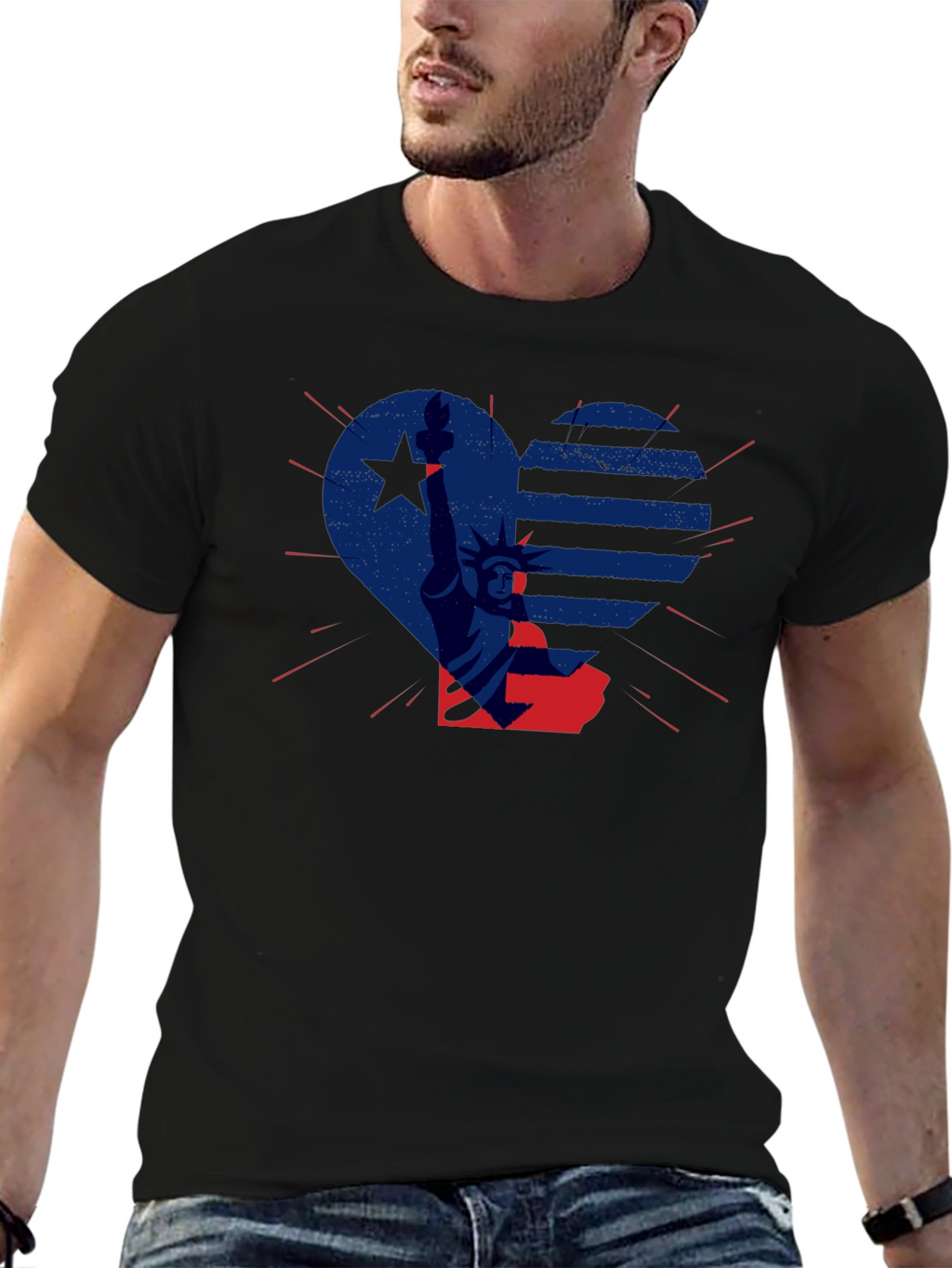Patriotic Liberty Heart Graphic T-Shirt