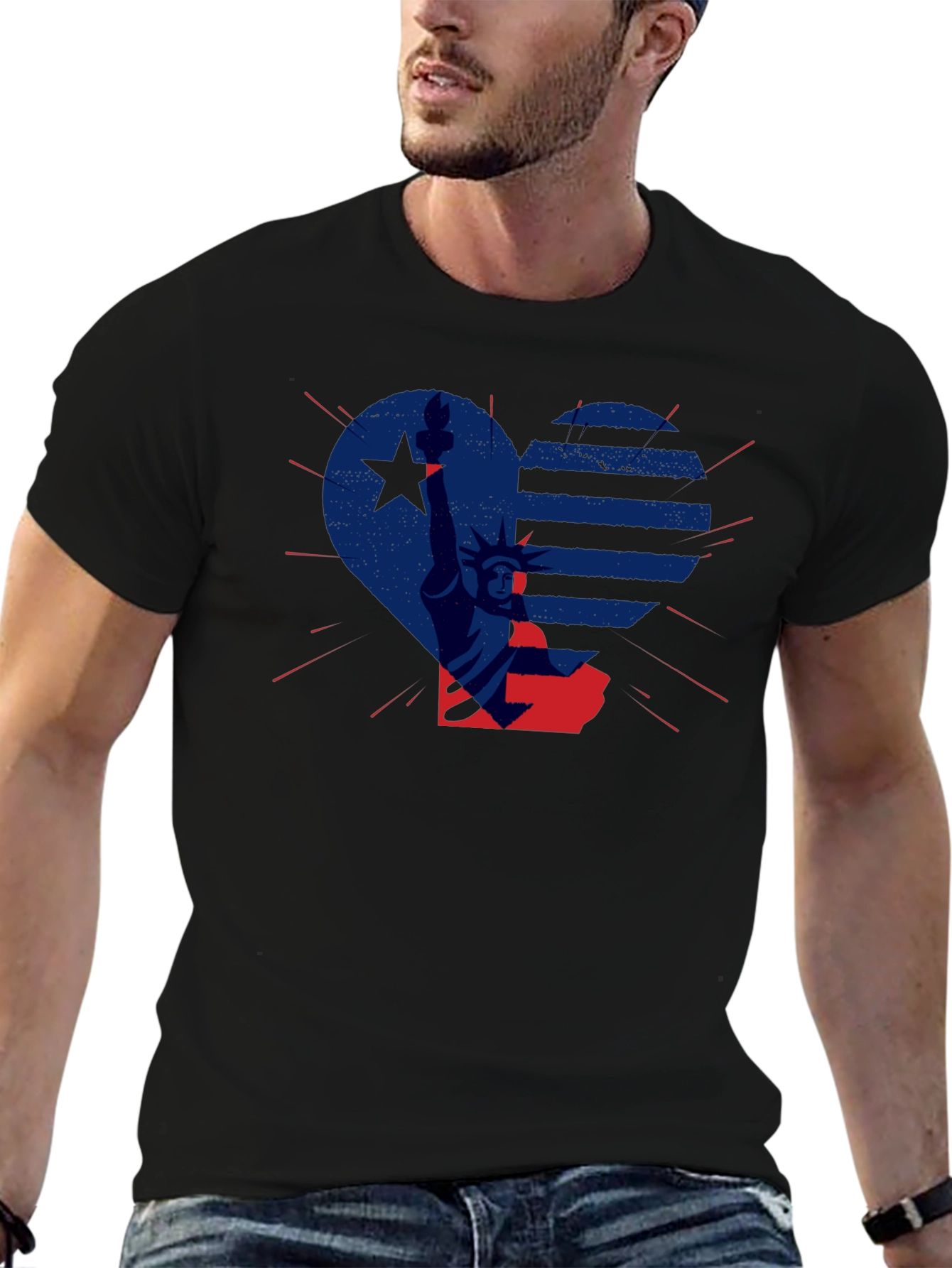 Patriotic Liberty Heart Graphic T-Shirt