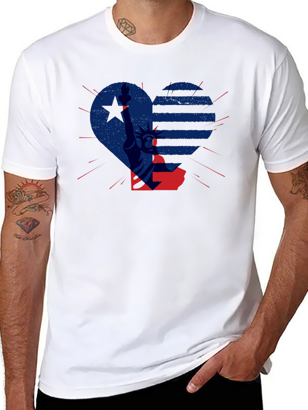 Patriotic Liberty Heart Graphic T-Shirt
