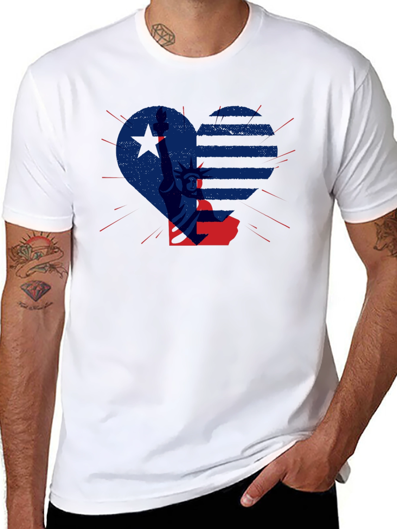 Patriotic Liberty Heart Graphic T-Shirt
