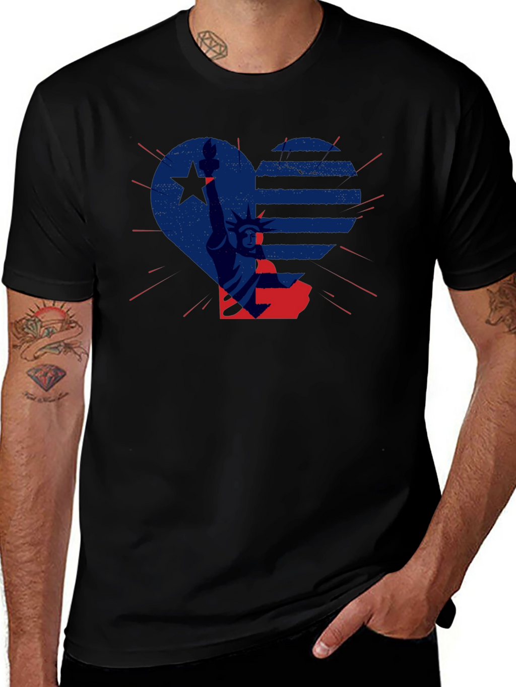 Patriotic Liberty Heart Graphic T-Shirt
