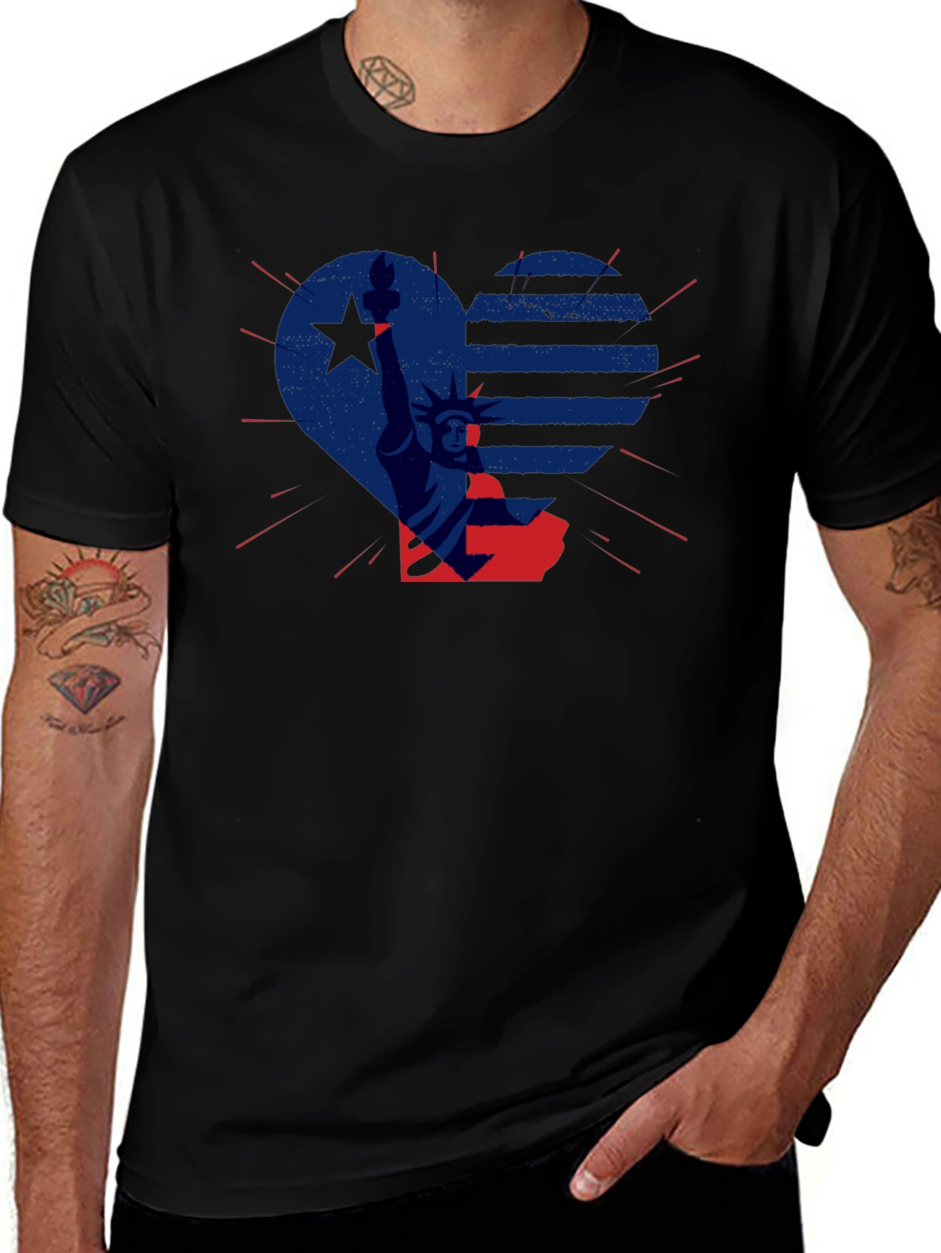 Patriotic Liberty Heart Graphic T-Shirt