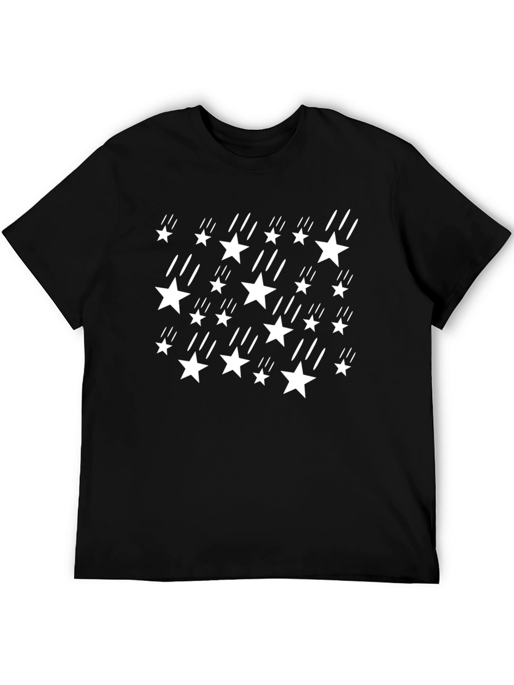 Stylish Black T-Shirt with White Star & Streak Design